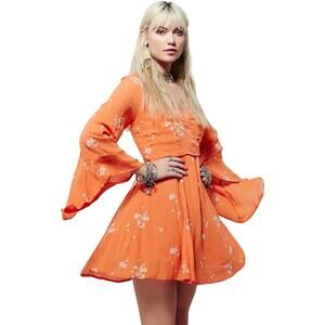 Free People Jasmine Floral Mini Dress 6 Women’s Papaya
